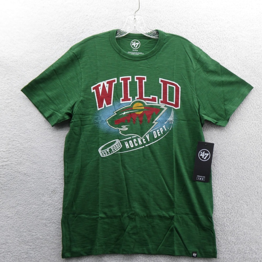 47 Brand Shirt Mens Medium Minnesota Wild Green Hockey Dept Cotton NHL 12498